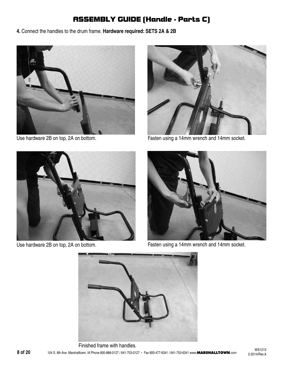 Assembly guide (handle - parts c) | Marshalltown MIX3, MIX3-UK Wheelbarrow Mixer User Manual | Page 8 / 20