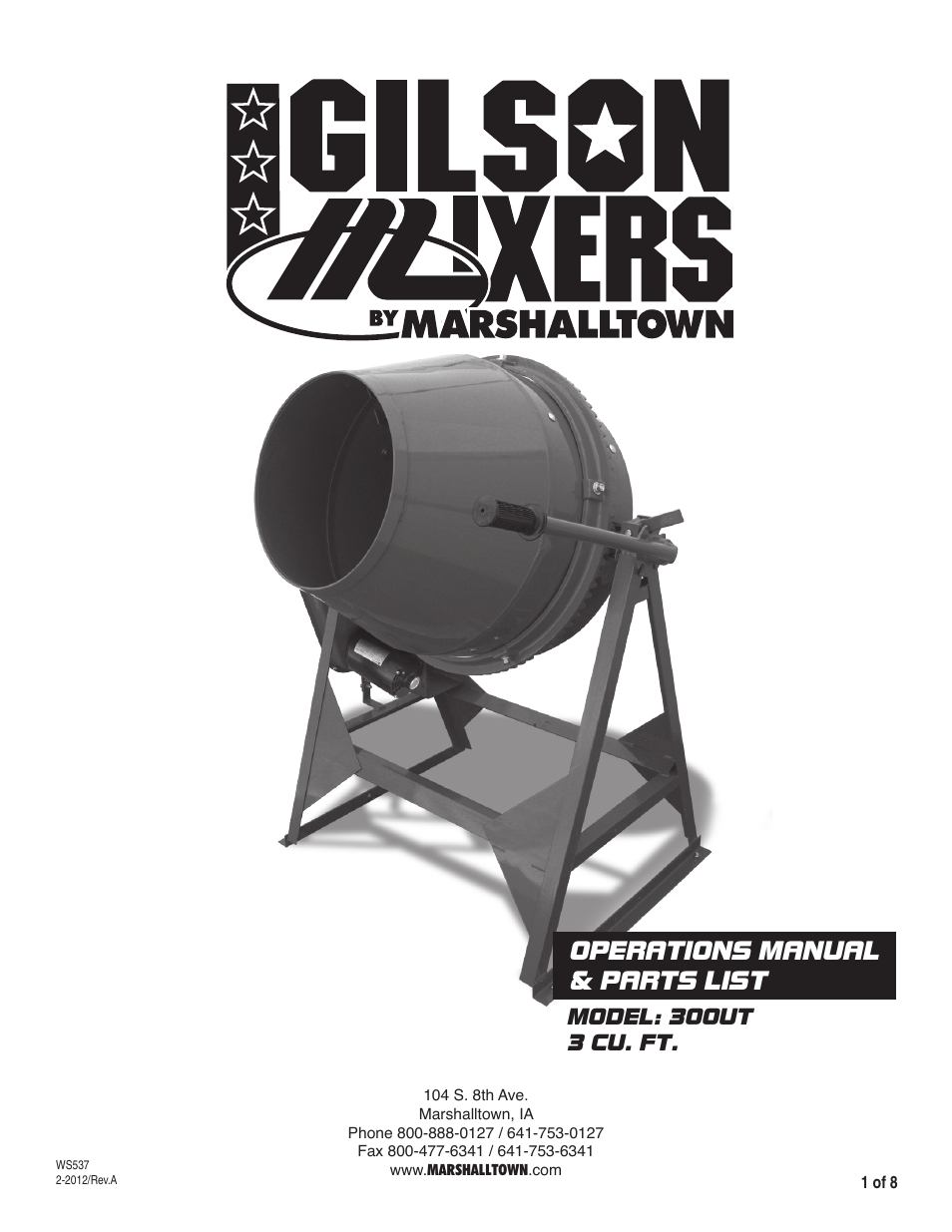 Marshalltown 300UT Utility Mixer User Manual | 8 pages