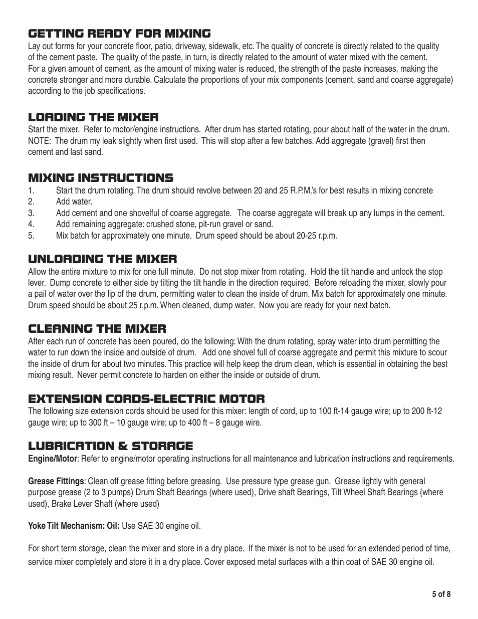 Marshalltown 300UT Utility Mixer User Manual | Page 5 / 8