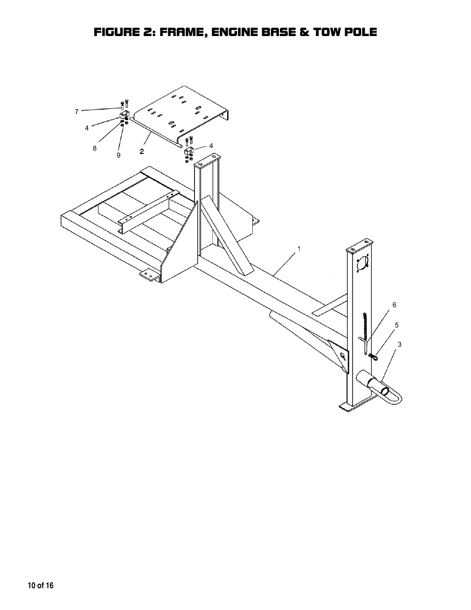 Figure 2: frame, engine base & tow pole | Marshalltown 600CM Mixer User Manual | Page 10 / 16