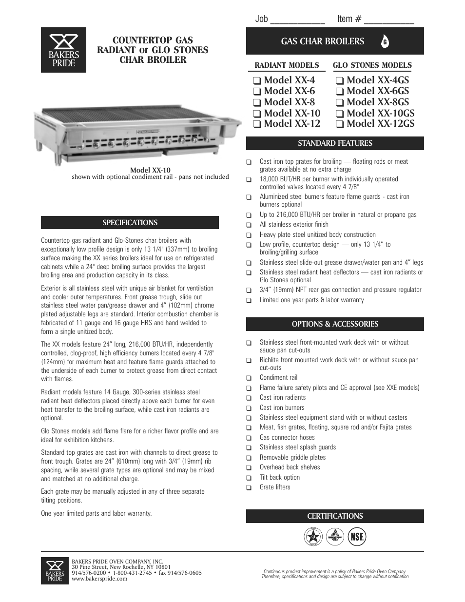 Bakers Pride XX-10 User Manual | 2 pages