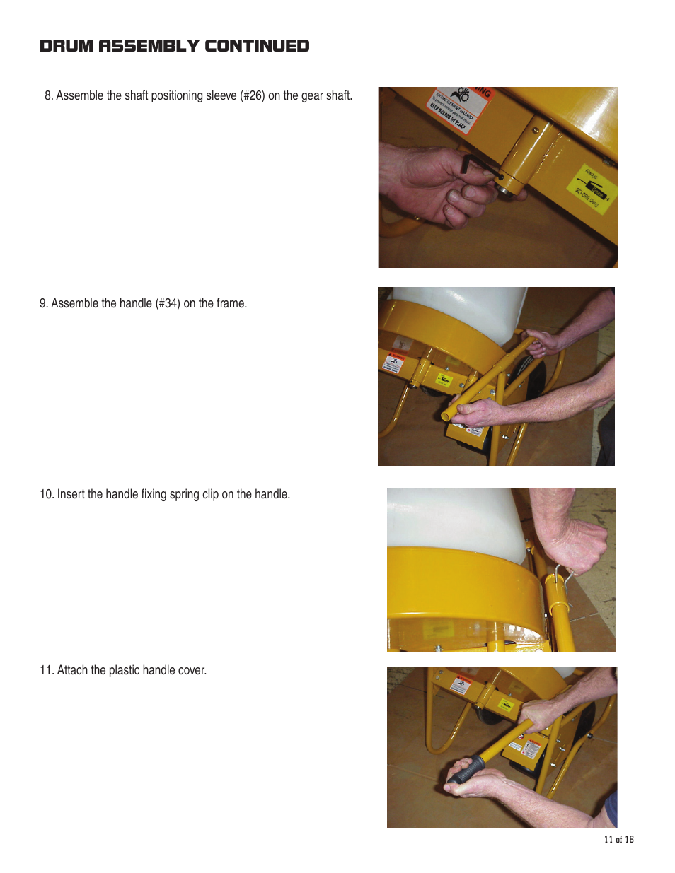 Drum assembly continued | Marshalltown 59000D Wheelbarrow Mixer User Manual | Page 11 / 16