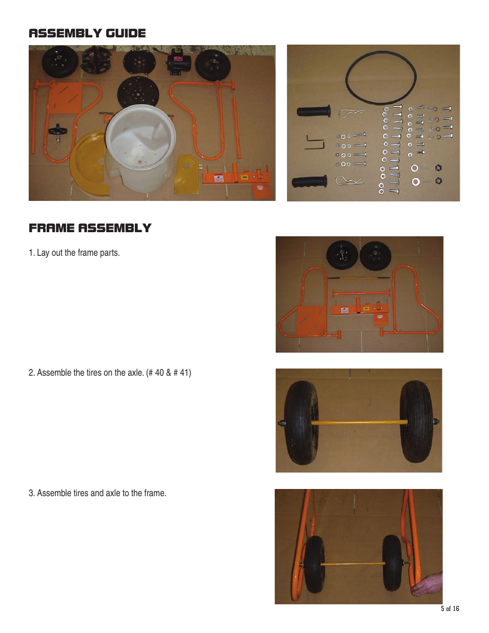 Assembly guide frame assembly | Marshalltown 59000D Wheelbarrow Mixer User Manual | Page 5 / 16