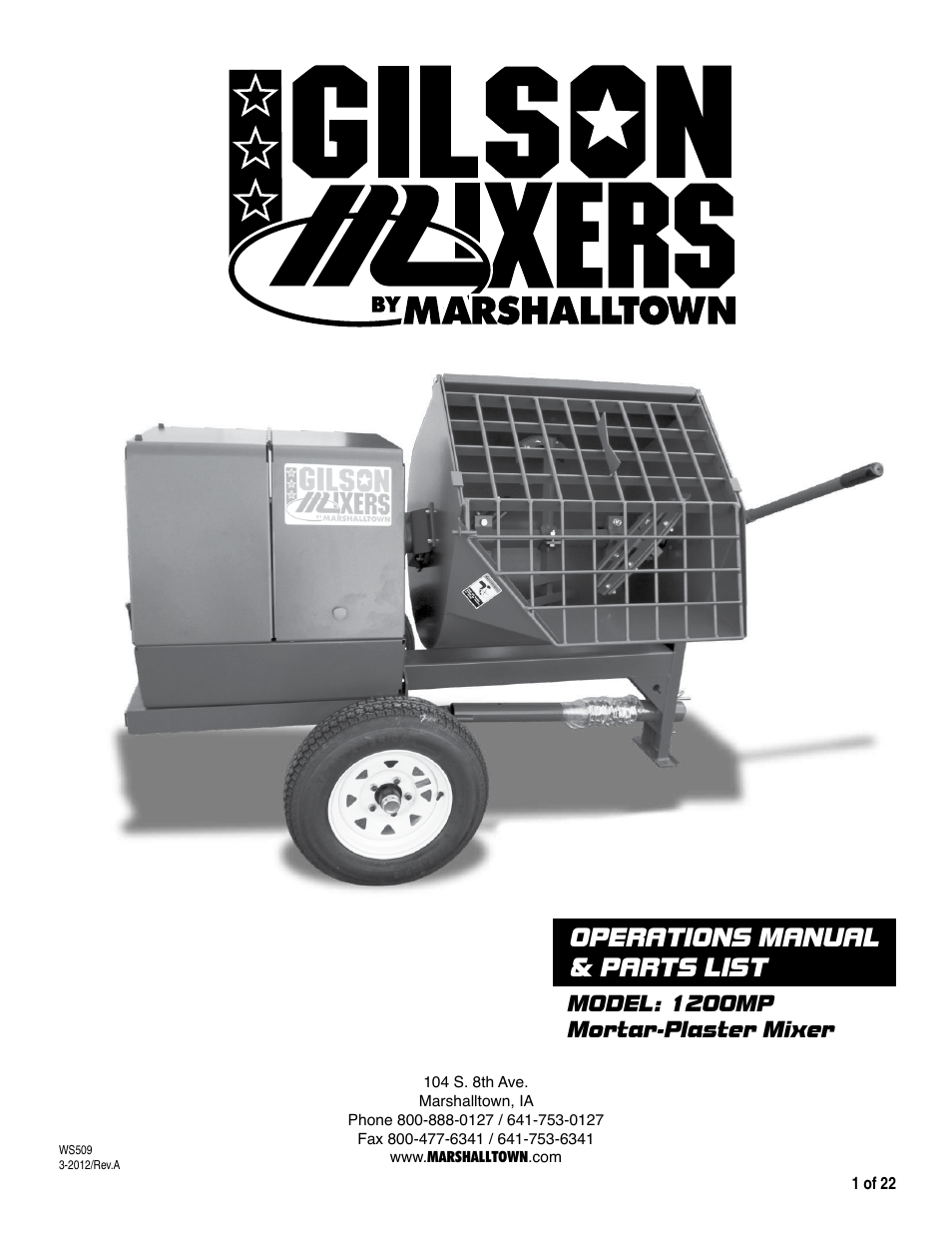 Marshalltown 1200MP Mixer User Manual | 22 pages