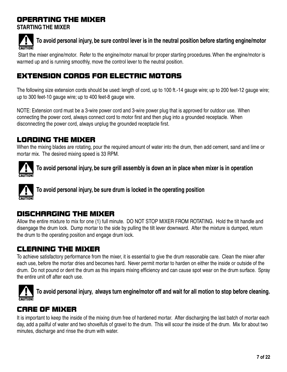 Marshalltown 1200MP Mixer User Manual | Page 7 / 22