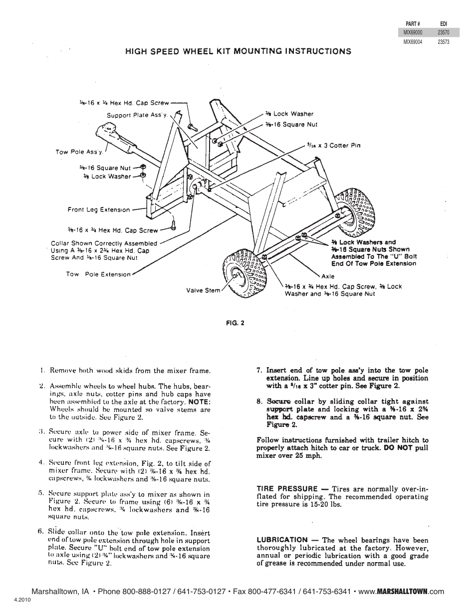 Marshalltown MIX69004 Wheel Kits User Manual | Page 2 / 3