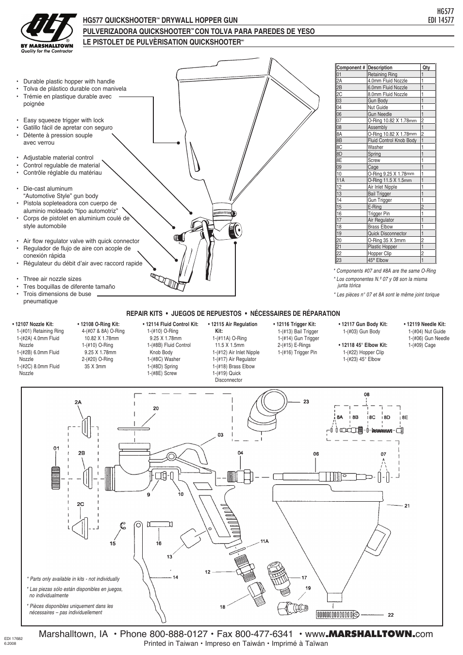 Marshalltown HG577 QuickShooter User Manual | 2 pages