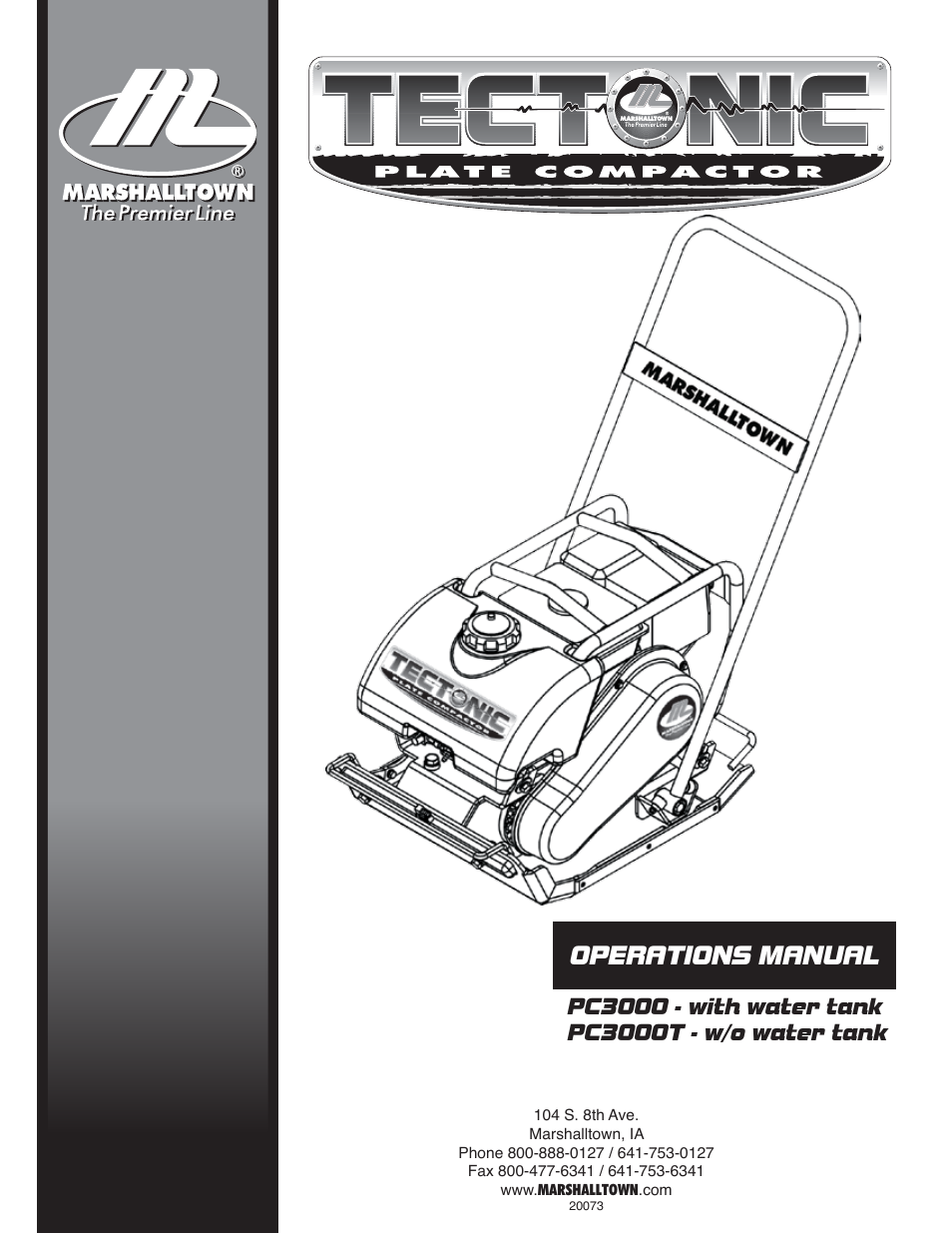 Marshalltown PC3000T Tectonic Plate Compactor Owner's Manual User Manual | 24 pages