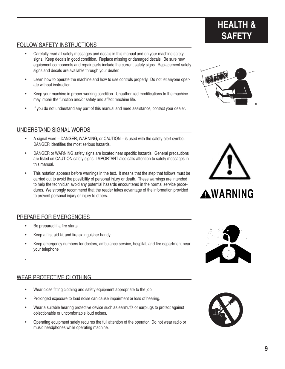 Warning, Health & safety | Marshalltown PC3000T Tectonic Plate Compactor Owner's Manual User Manual | Page 9 / 24