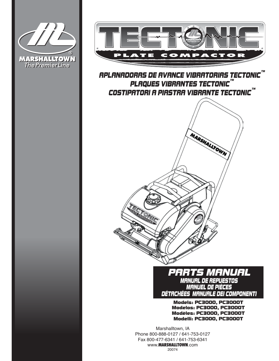 Marshalltown PC3000T Parts Manual User Manual | 36 pages