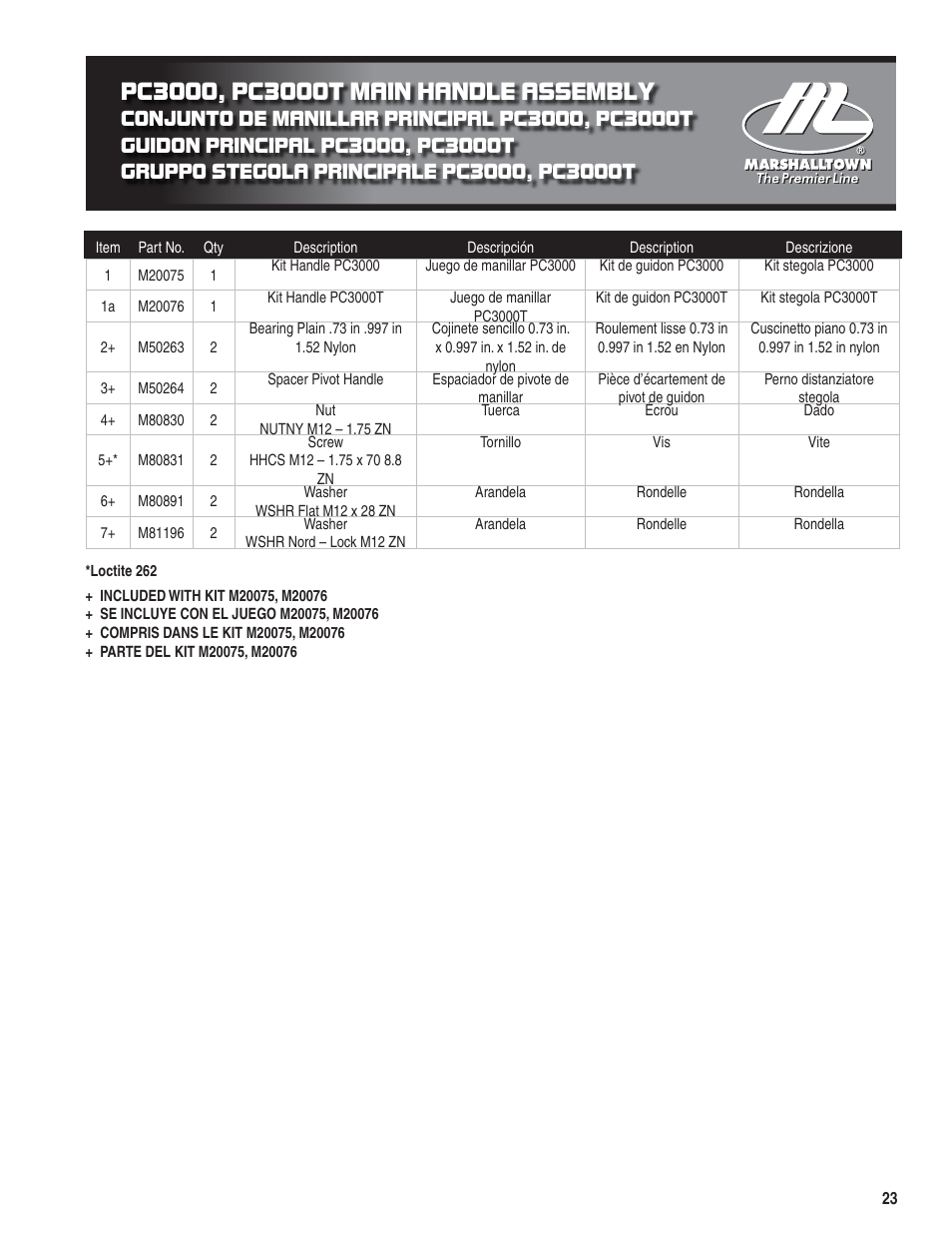 Marshalltown PC3000T Parts Manual User Manual | Page 23 / 36