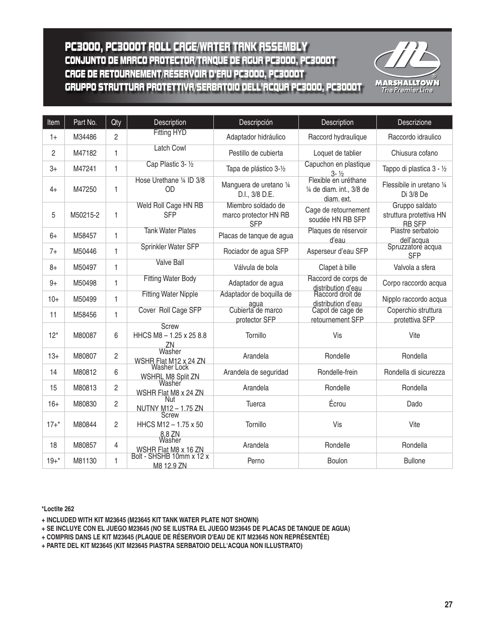 Marshalltown PC3000T Parts Manual User Manual | Page 27 / 36