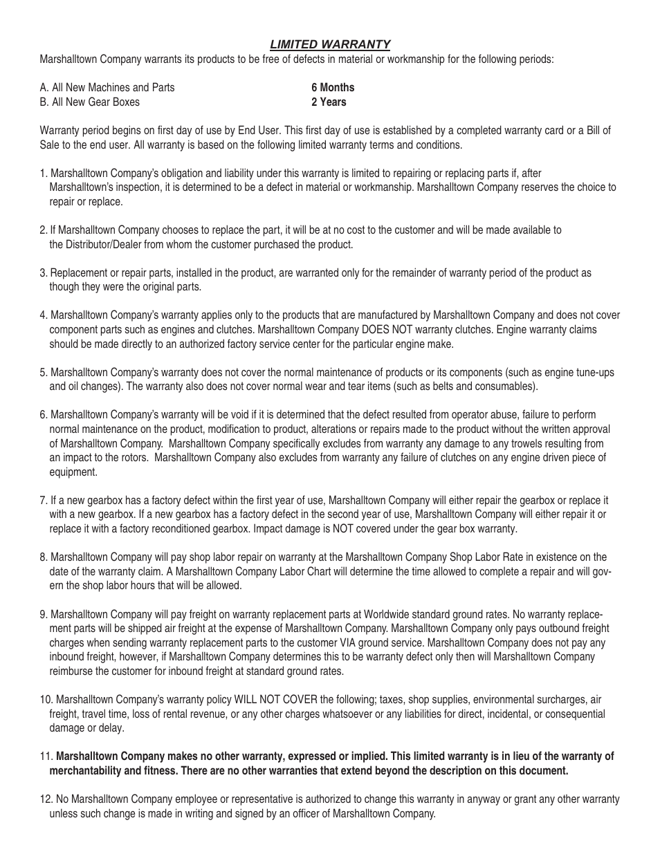 Marshalltown 46E11 Cyclone Power Trowels User Manual | Page 2 / 24