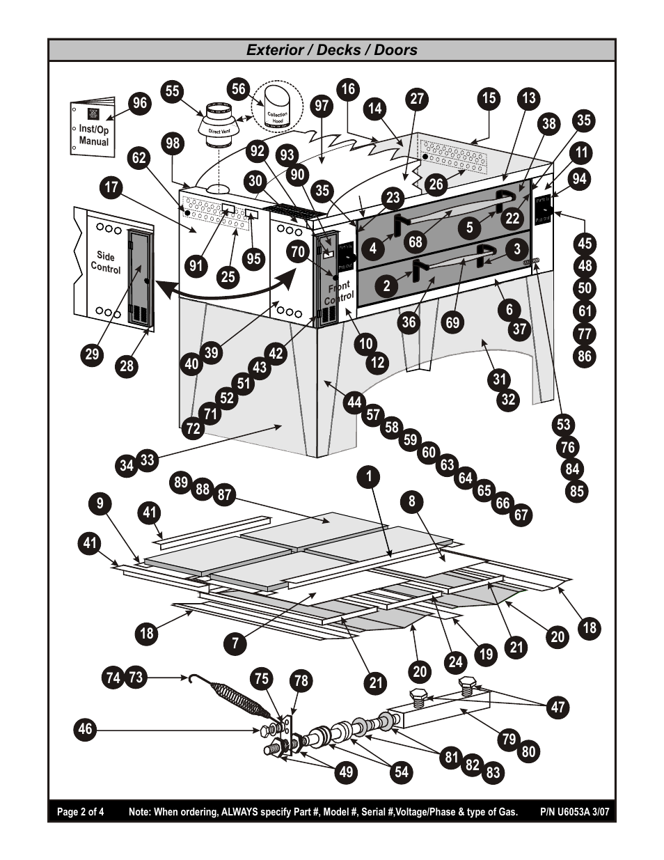 Y-800 dsp, Exterior / decks / doors | Bakers Pride ULTRADECK-8 Y-800-DSP User Manual | Page 2 / 4