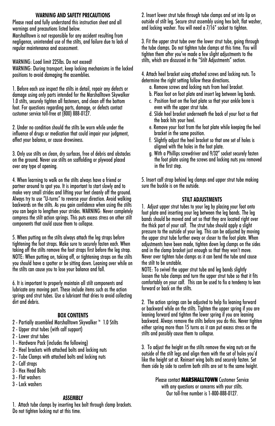 Marshalltown ST24 Skywalker Stilts 1.0 User Manual | Page 2 / 6