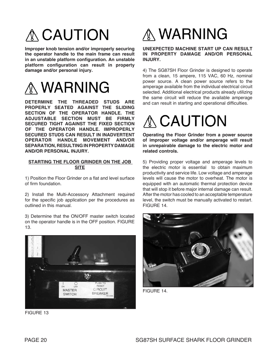 Marshalltown SG87SH SURFACE SHARK Floor Grinder User Manual | Page 20 / 52