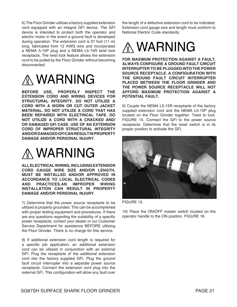 Marshalltown SG87SH SURFACE SHARK Floor Grinder User Manual | Page 21 / 52