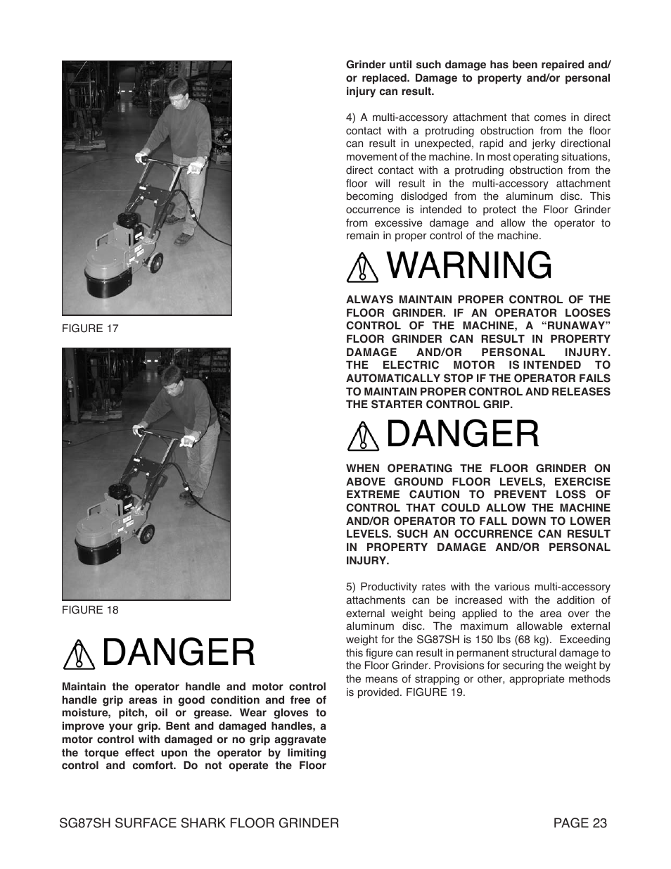 Marshalltown SG87SH SURFACE SHARK Floor Grinder User Manual | Page 23 / 52