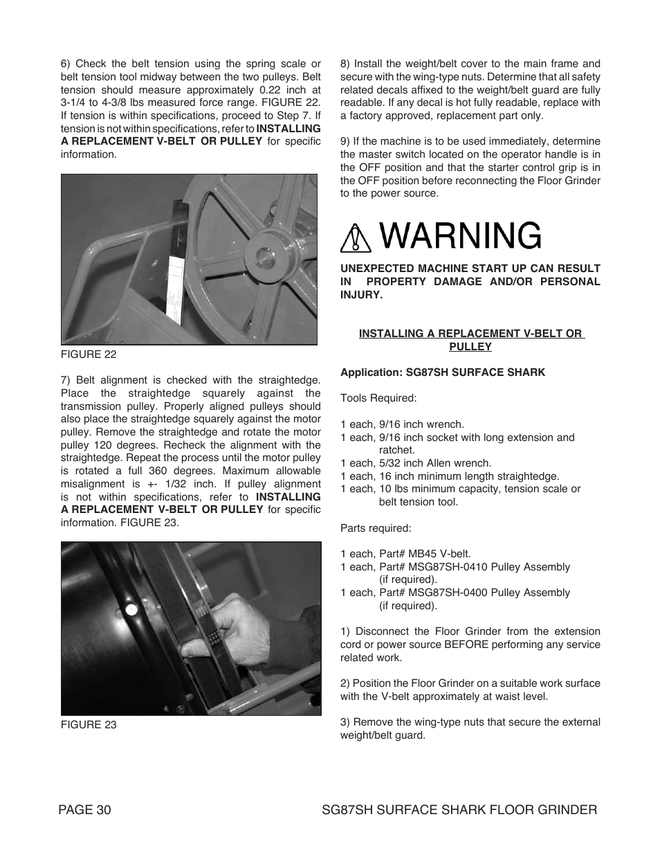 Marshalltown SG87SH SURFACE SHARK Floor Grinder User Manual | Page 30 / 52