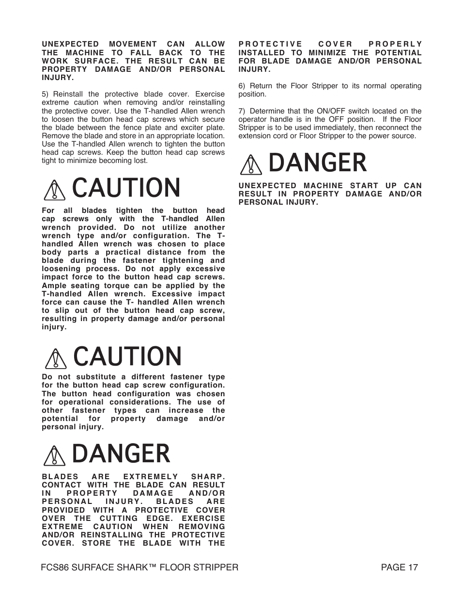 Marshalltown FCS86 SURFACE SHARK Floor Stripper User Manual | Page 17 / 44