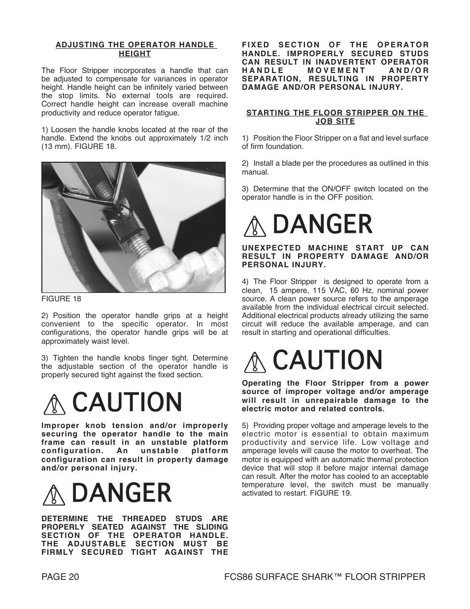 Marshalltown FCS86 SURFACE SHARK Floor Stripper User Manual | Page 20 / 44