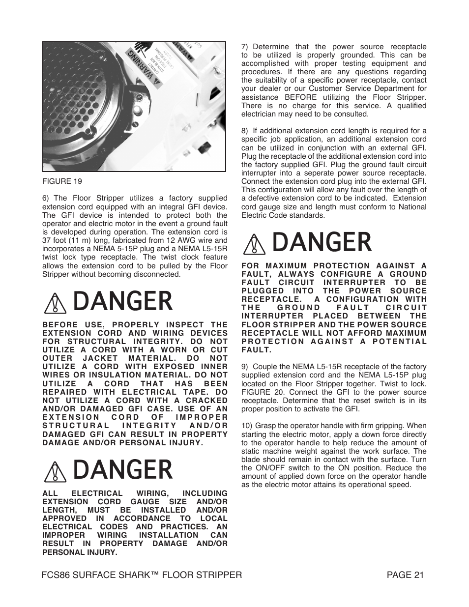 Marshalltown FCS86 SURFACE SHARK Floor Stripper User Manual | Page 21 / 44