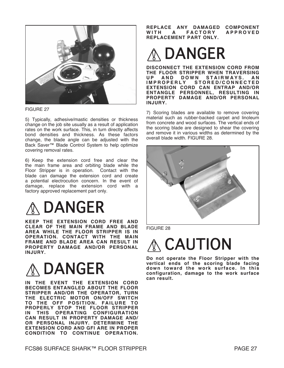 Marshalltown FCS86 SURFACE SHARK Floor Stripper User Manual | Page 27 / 44