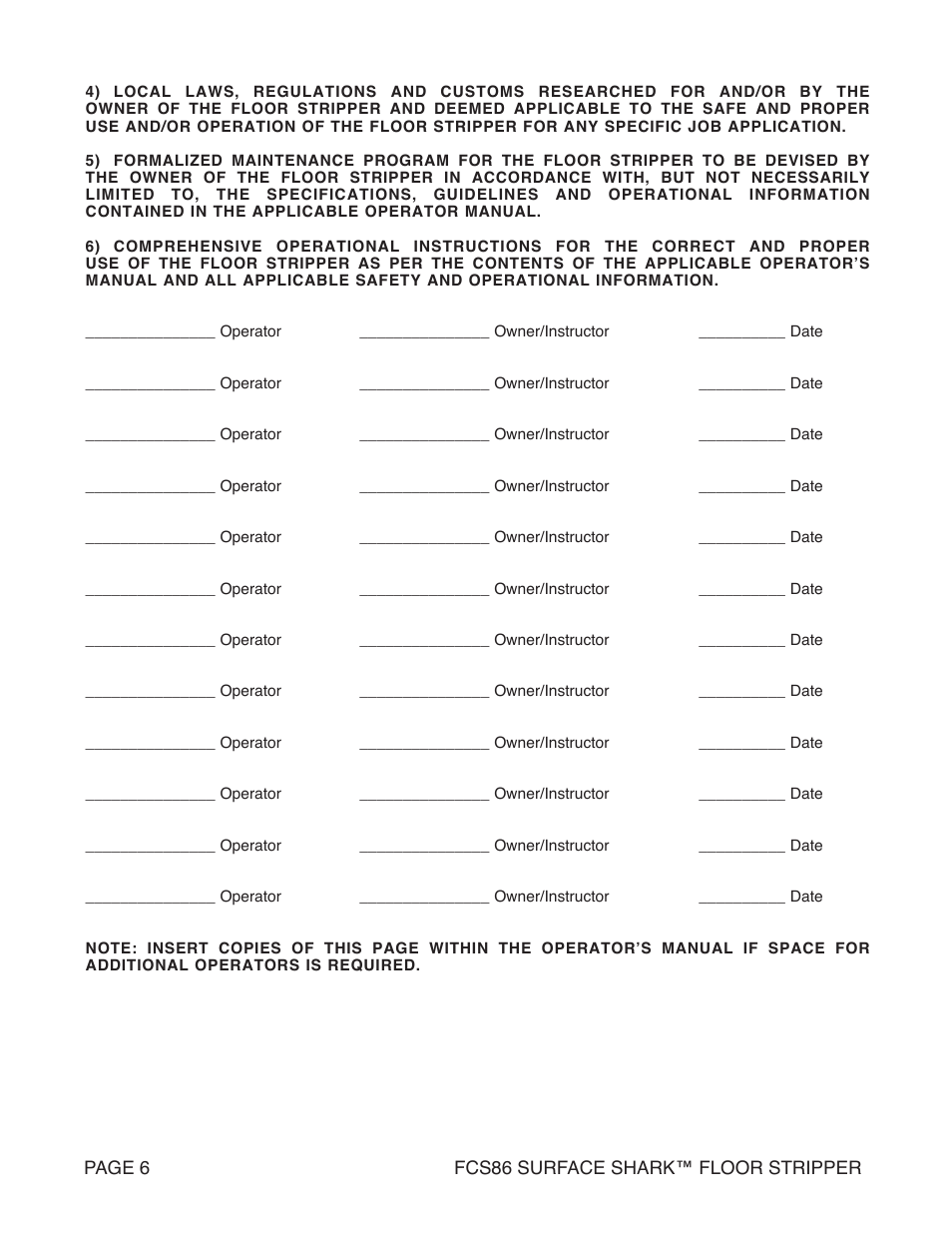 Marshalltown FCS86 SURFACE SHARK Floor Stripper User Manual | Page 6 / 44