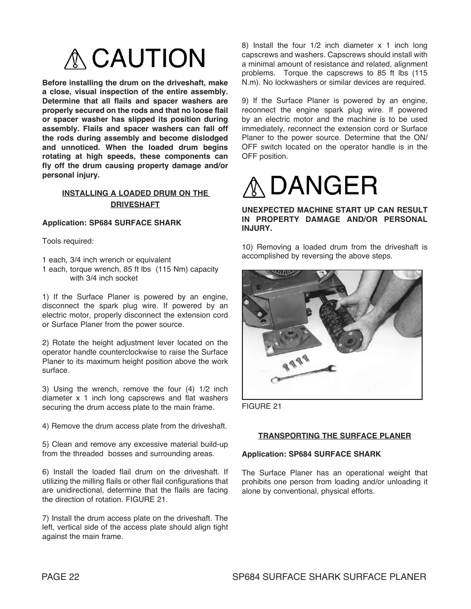Marshalltown SP684 SURFACE SHARK Surface Planer User Manual | Page 22 / 60