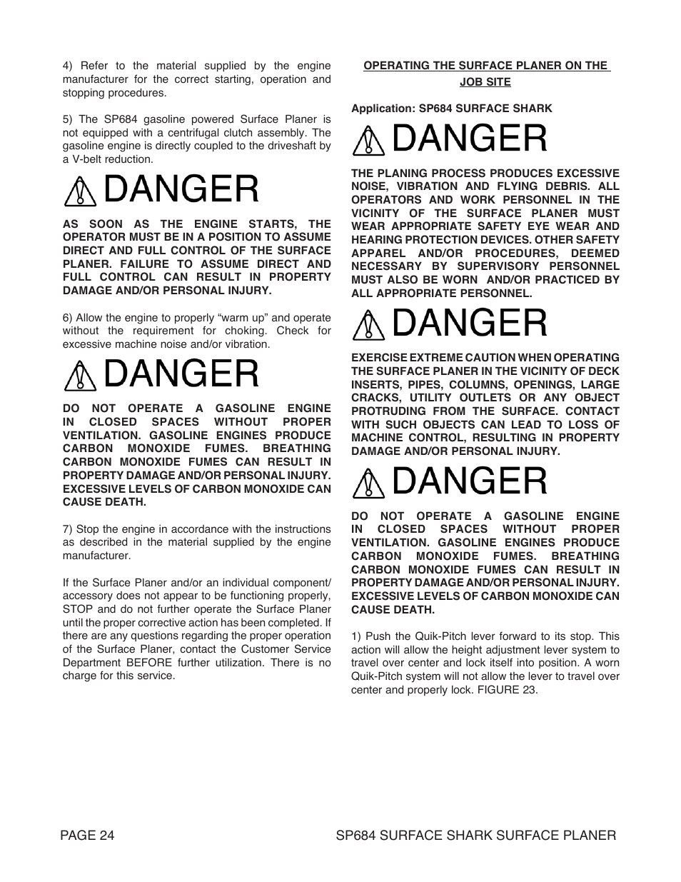 Marshalltown SP684 SURFACE SHARK Surface Planer User Manual | Page 24 / 60