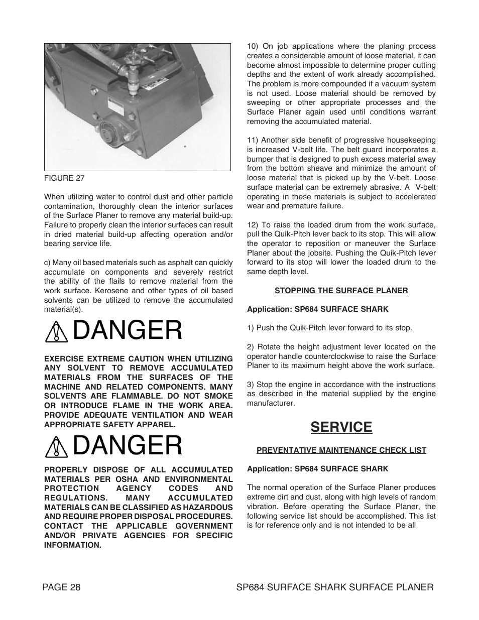 Service | Marshalltown SP684 SURFACE SHARK Surface Planer User Manual | Page 28 / 60