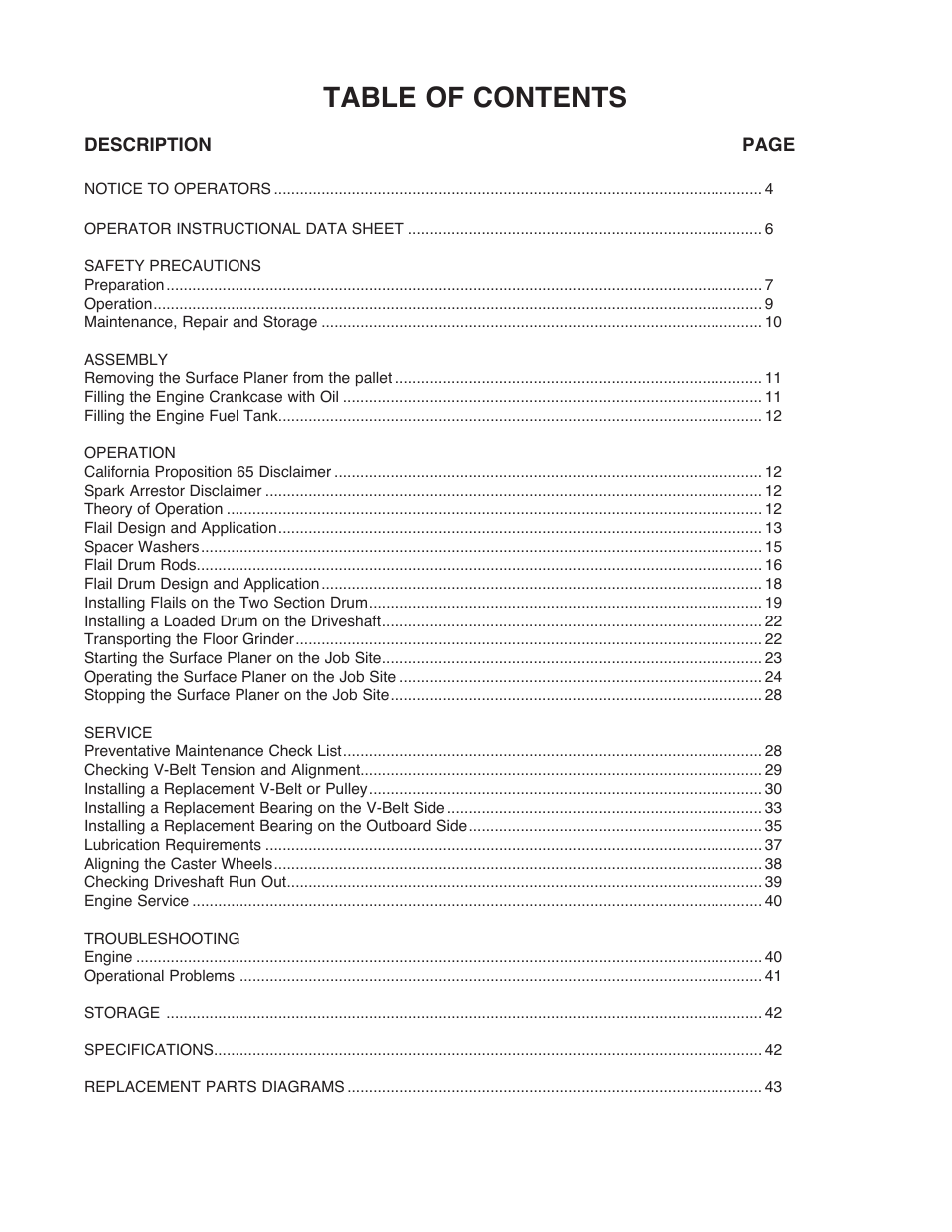 Marshalltown SP684 SURFACE SHARK Surface Planer User Manual | Page 3 / 60