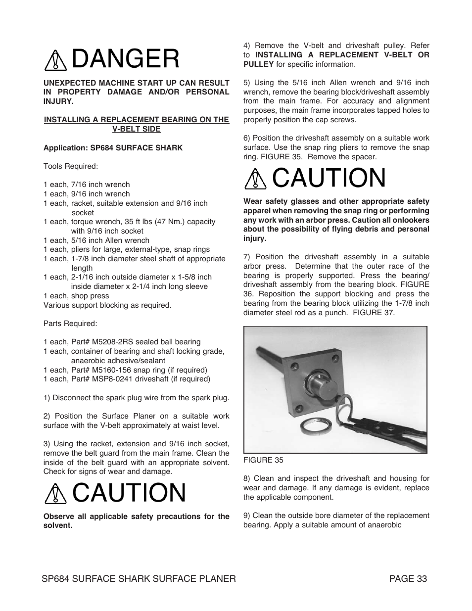 Marshalltown SP684 SURFACE SHARK Surface Planer User Manual | Page 33 / 60