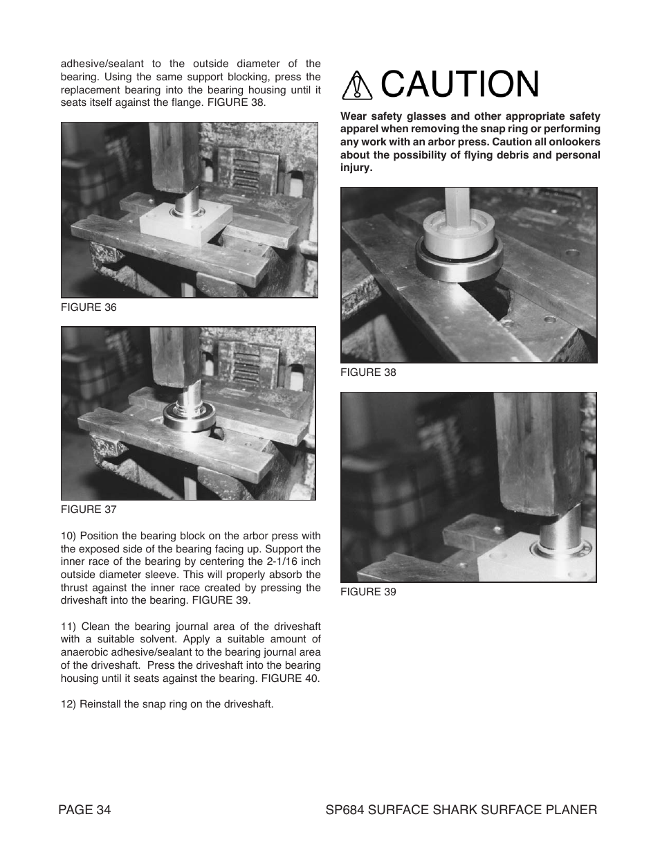 Marshalltown SP684 SURFACE SHARK Surface Planer User Manual | Page 34 / 60