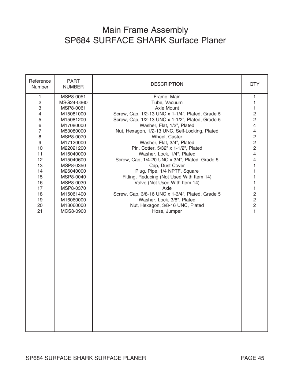 Marshalltown SP684 SURFACE SHARK Surface Planer User Manual | Page 45 / 60