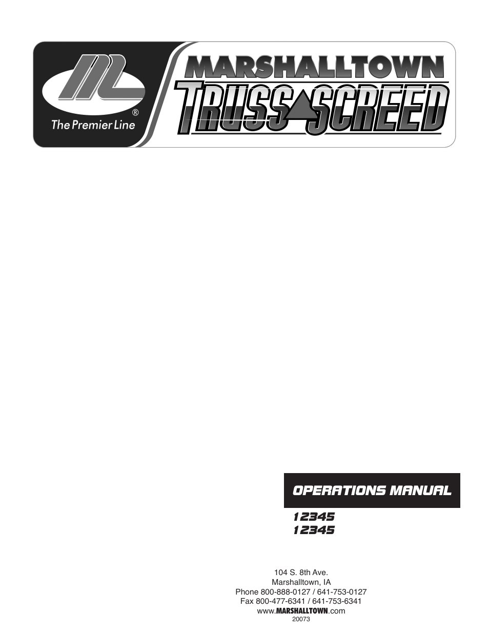 Marshalltown Truss Screed User Manual | 28 pages