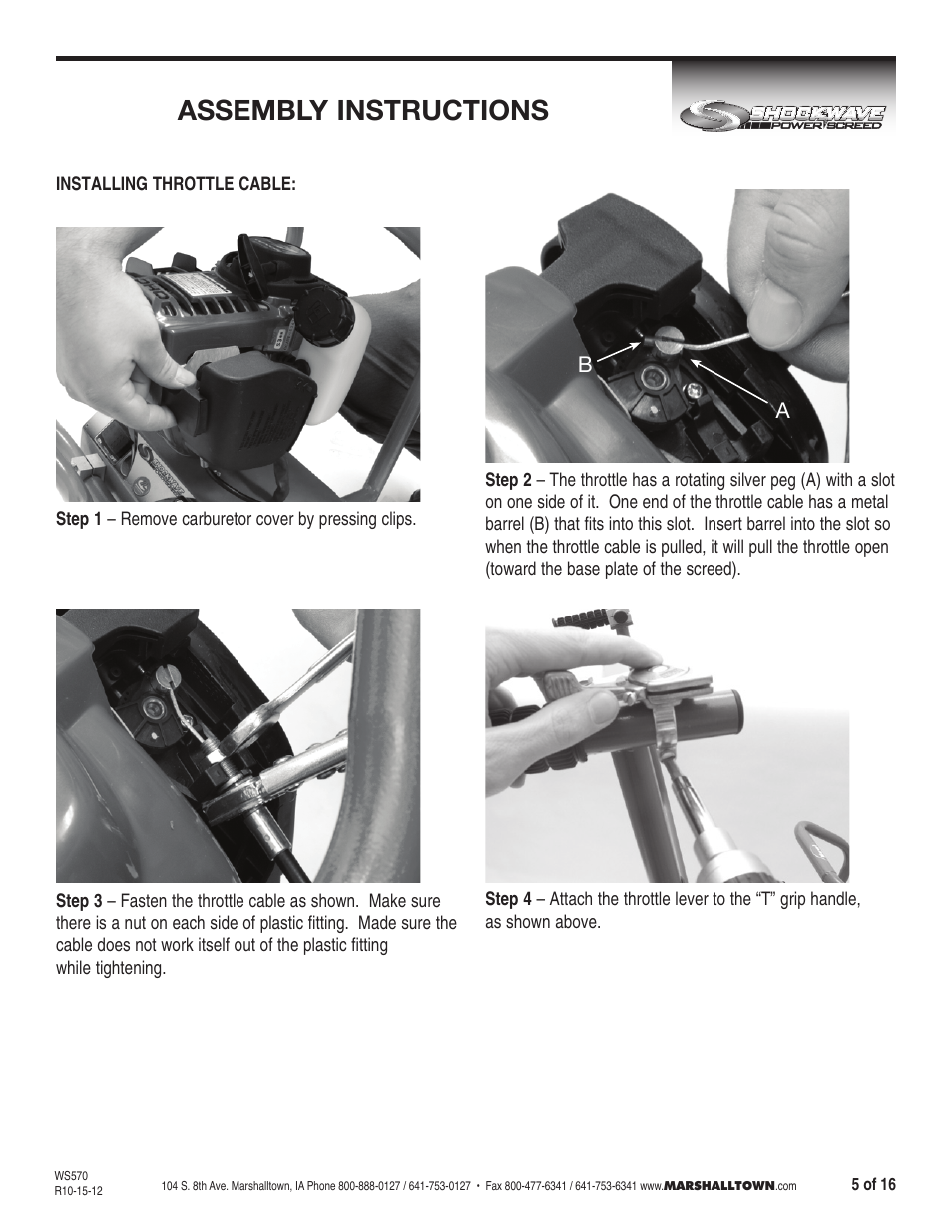 Assembly instructions | Marshalltown SW100H Shockwave Vibratory Screed User Manual | Page 5 / 16