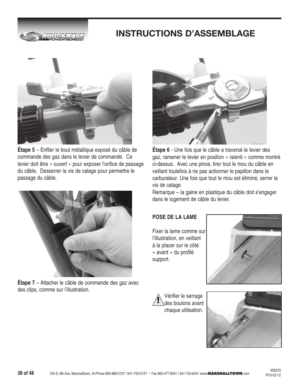 Instructions d’assemblage | Marshalltown SW100H Shockwave Vibratory Screed User Manual | Page 38 / 48