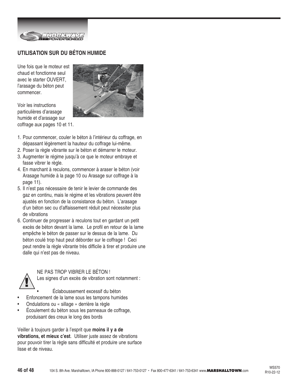 Marshalltown SW100H Shockwave Vibratory Screed User Manual | Page 46 / 48