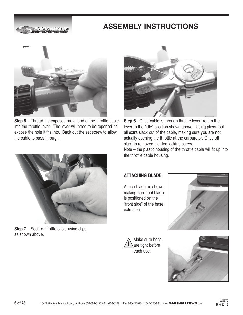 Assembly instructions | Marshalltown SW100H Shockwave Vibratory Screed User Manual | Page 6 / 48