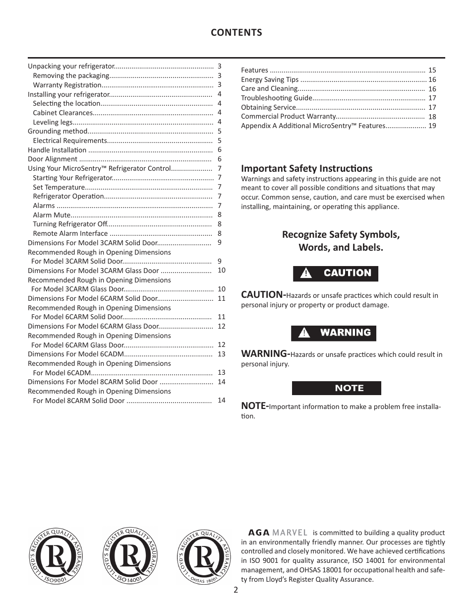 MARVEL Scientific 8CARM User Manual | Page 2 / 20
