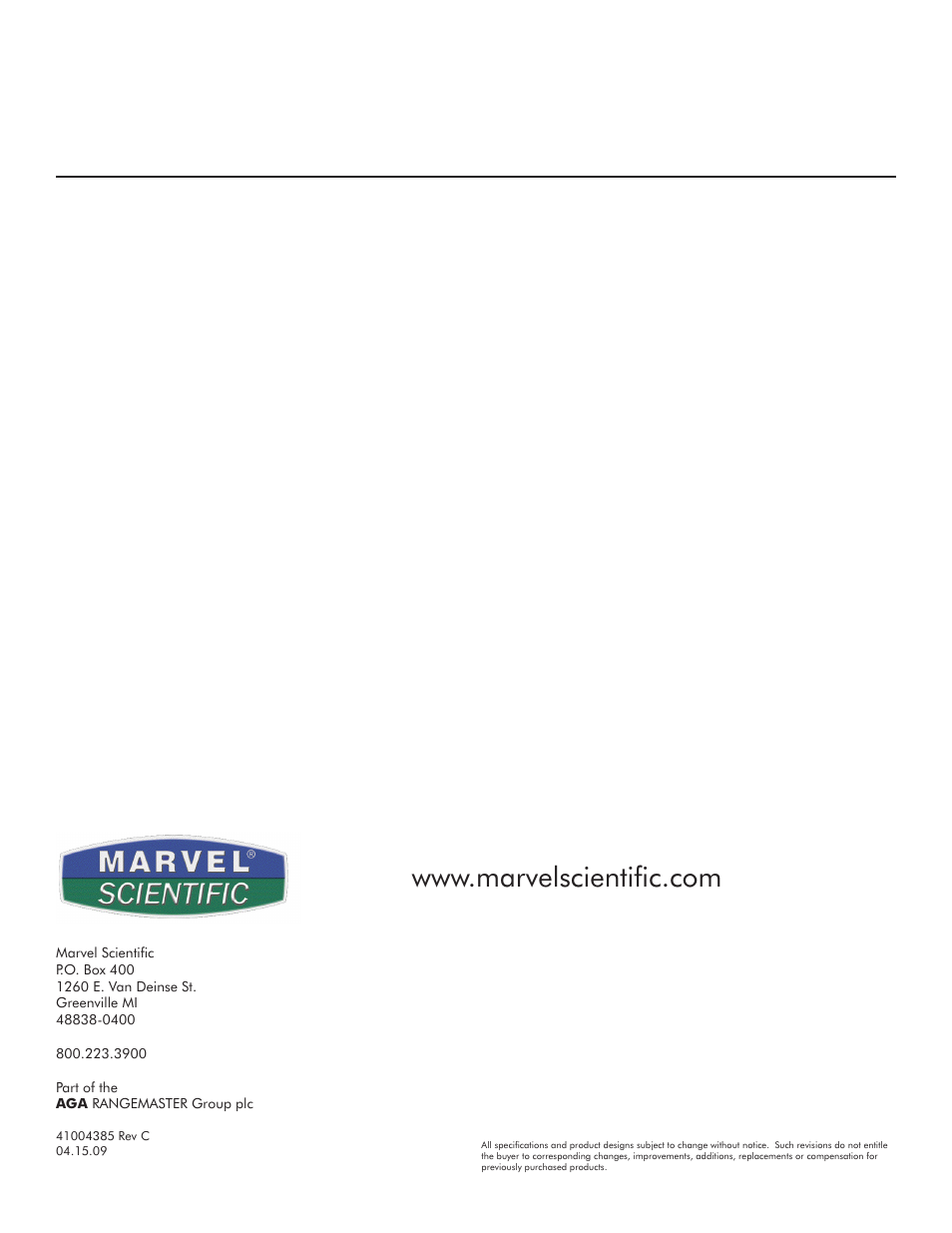 MARVEL Scientific 6FAR User Manual | Page 12 / 12