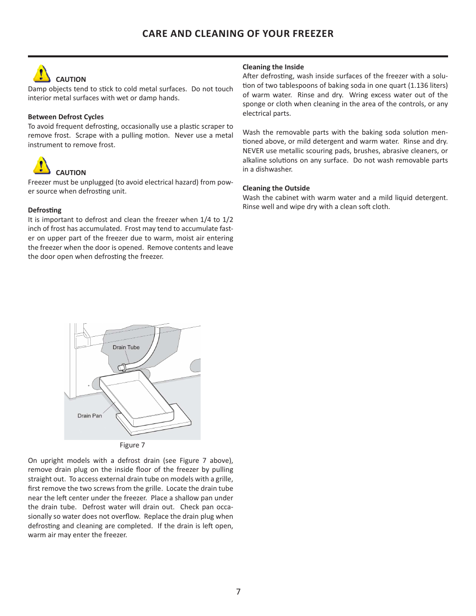 Care and cleaning of your freezer | MARVEL Scientific 17CAF User Manual | Page 7 / 36
