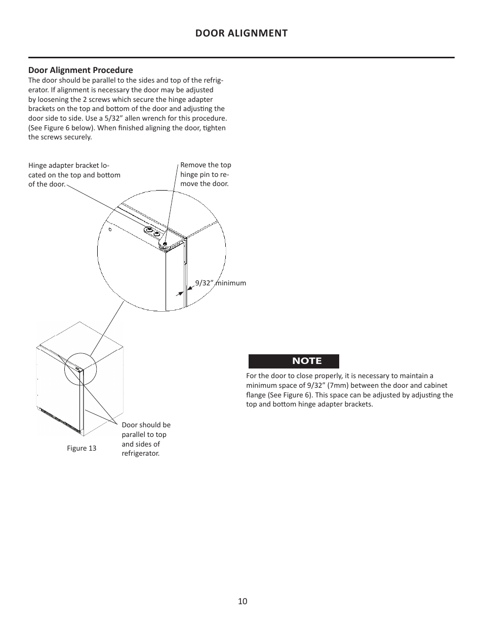 Door alignment | MARVEL Scientific 6ADi User Manual | Page 10 / 24