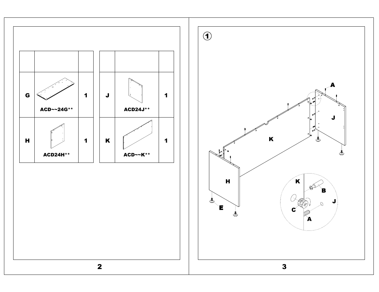 Parts list | Mayline Credenza Aberdeen Series User Manual | Page 2 / 3