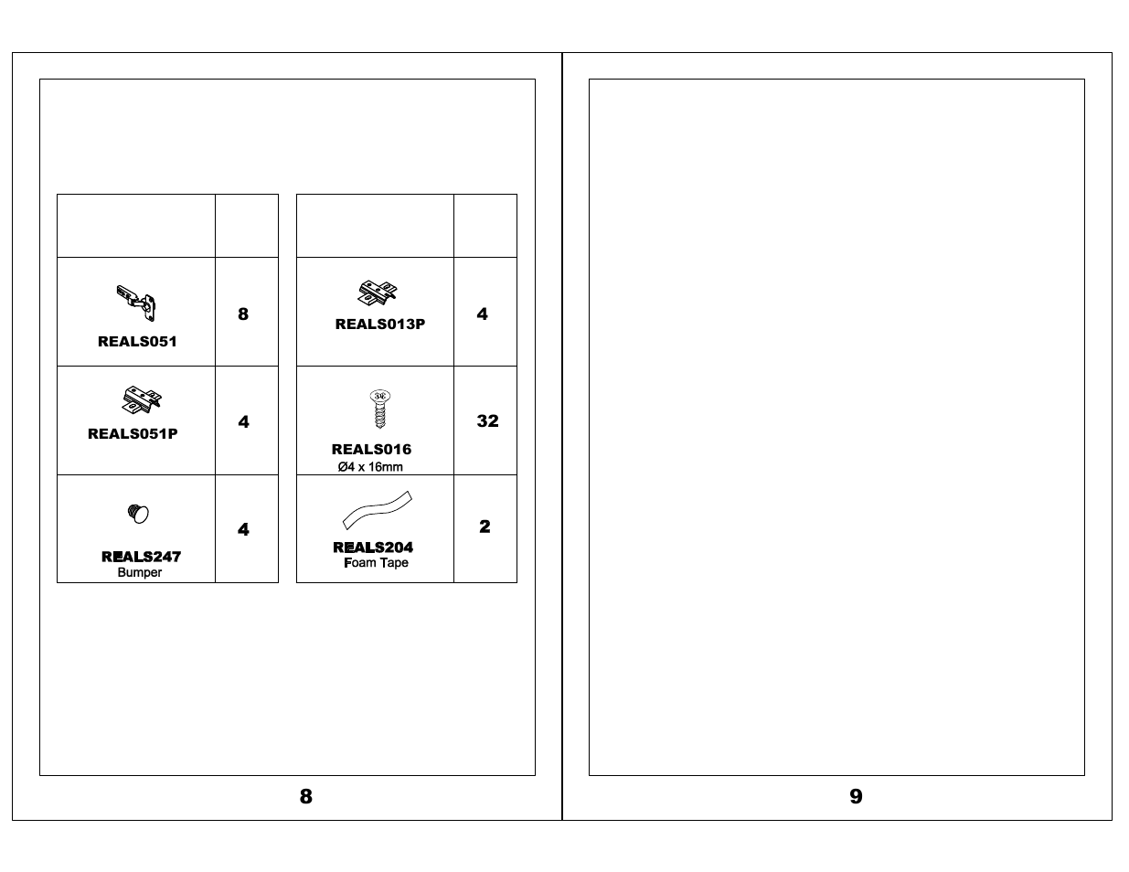 Pre-installed replacement parts list | Mayline Desk Mount Hutch - Glass Doors Aberdeen Series User Manual | Page 5 / 5