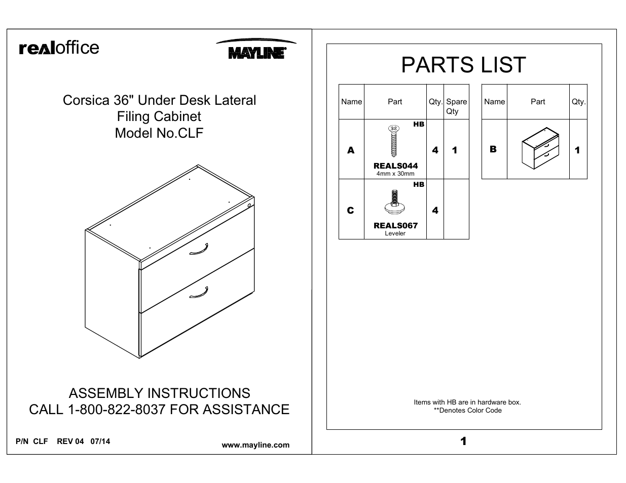 Mayline Lateral File Corsica Series User Manual | 3 pages