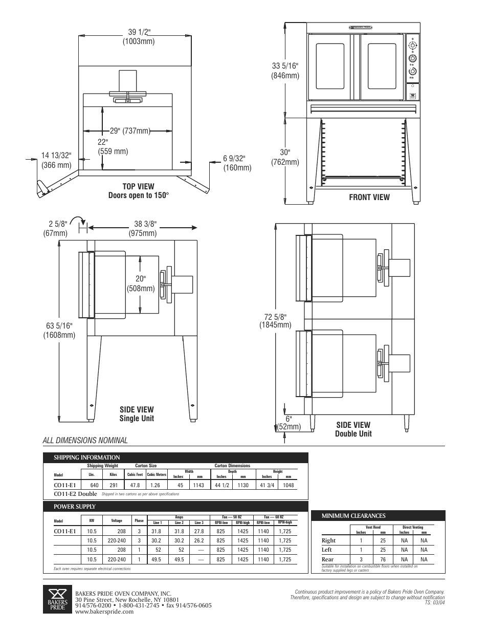 Bakers Pride CO11-E2 User Manual | Page 2 / 2