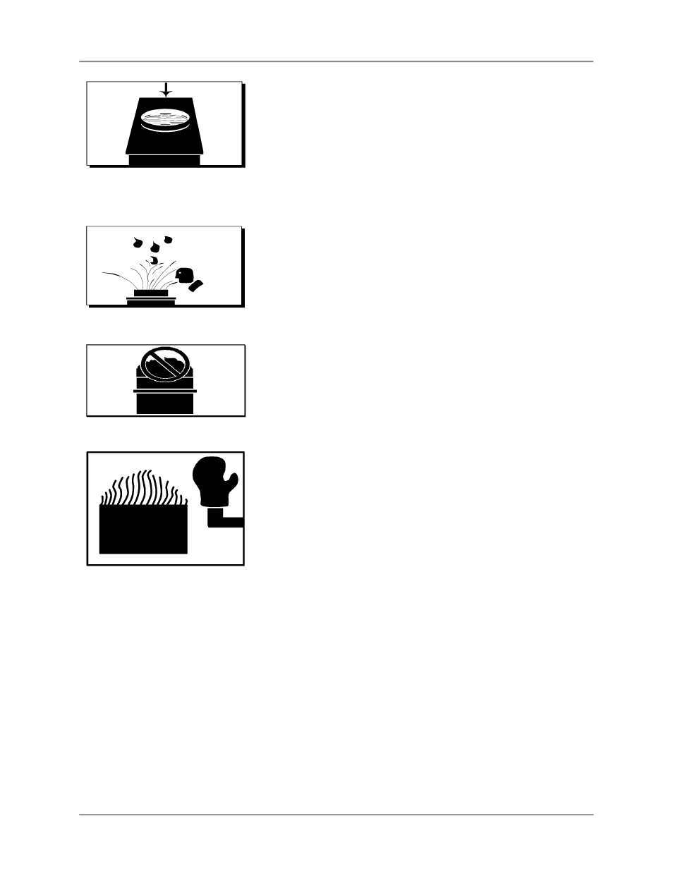 Do not overfill the fryer with shortening, Do not let any water get into the fryer, Do not overload the basket with food | Wear safe clothing appropriate to your job | Bakers Pride BLF-F User Manual | Page 7 / 56