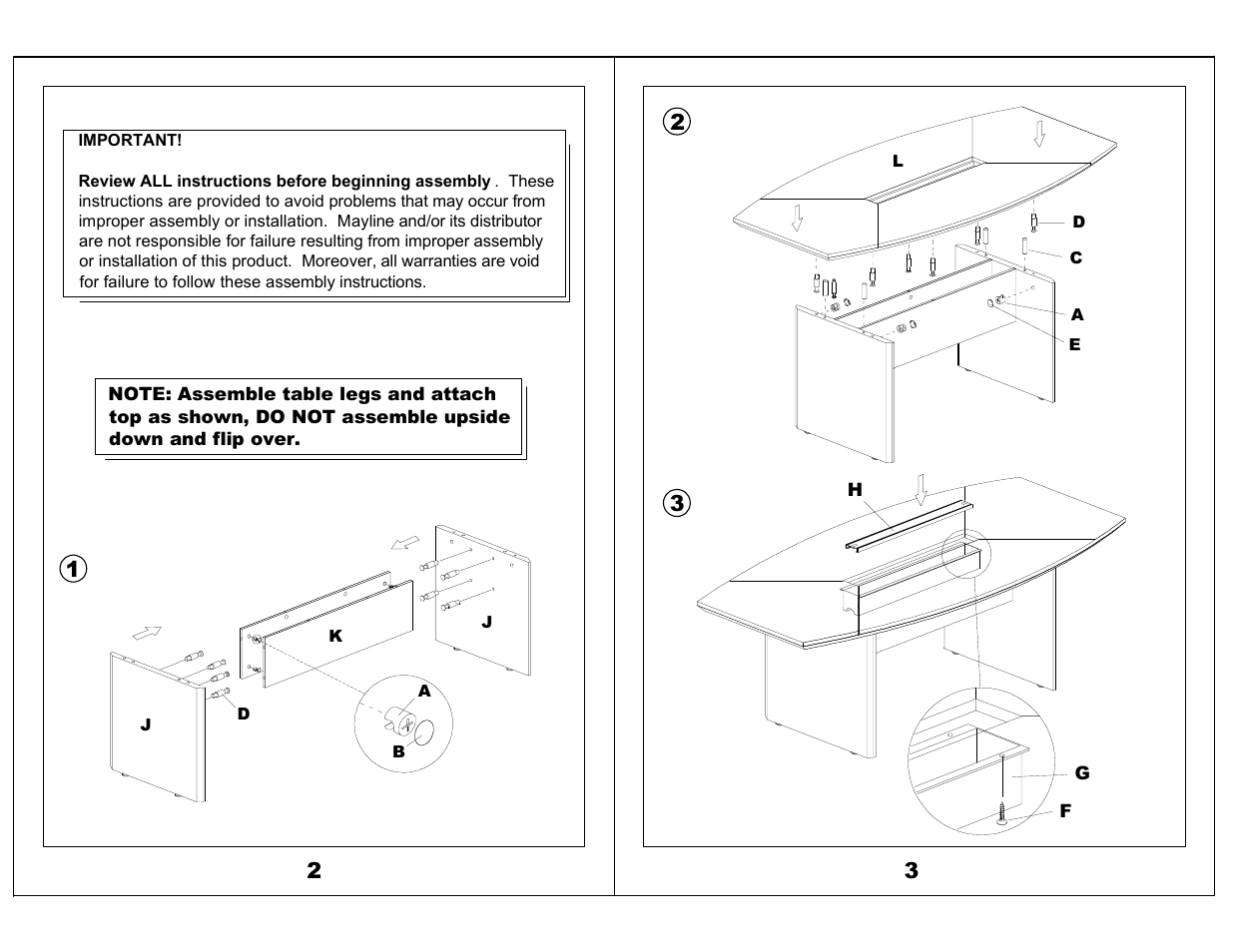 Mayline 84"/96 Conference Table Corsica Series" User Manual | Page 2 / 3